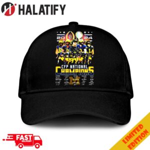 2024 Michigan Wolverines Football Team CFP National Champions Signatures Merchandise Hat-Cap