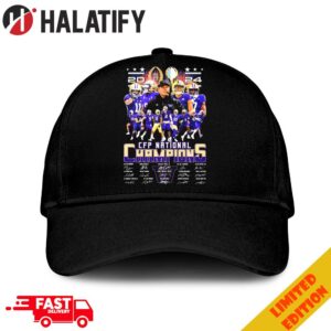 2024 Washington Huskies Football Team CFP National Champions Signatures Merchandise Hat-Cap