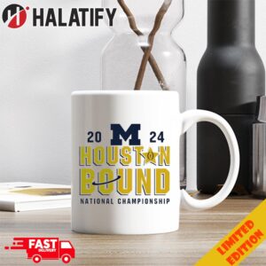 Michigan Wolverines Houston Bound College Football Playoff 2024 National Championship Merchandise Ceramic Mug